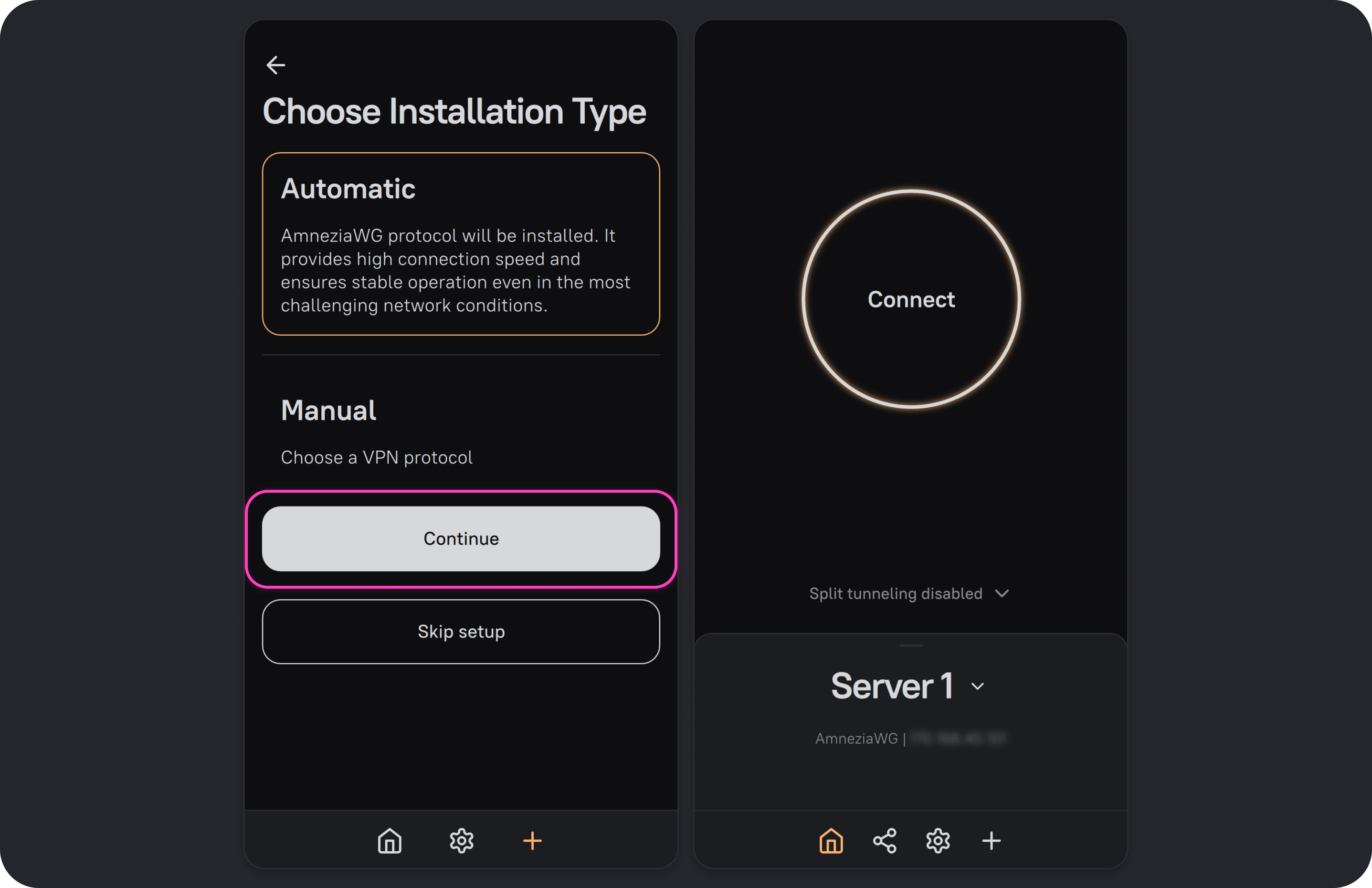 Automatic AmneziaWG setup and the new VPN connection